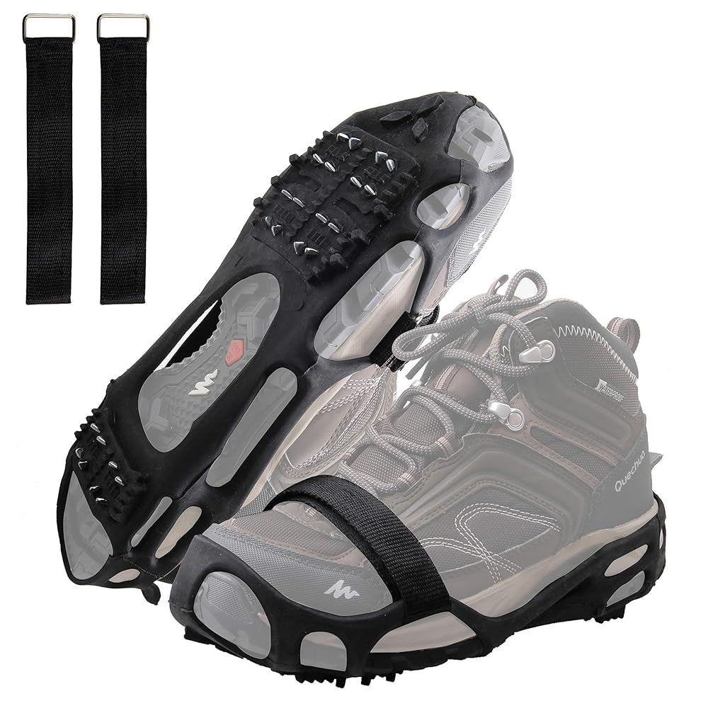 Proberos 1 Pair Ice Cleats for Shoes 24 Manganese Steel Spikes Design Ultra Strong Traction Anti-skid Ice Cleats with Fasten Straps Ice Cleats Outdoor Ice Cleats for Walking, Trekking, Hiking, M Proberos 1 Pair Ice Cleats for Shoes 24 Manganese Steel Spikes Design Ultra Strong Traction Anti-skid Ice Cleats with Fasten Straps Ice Cleats Outdoor Ice Cleats for Walking, Trekking, Hiking, M